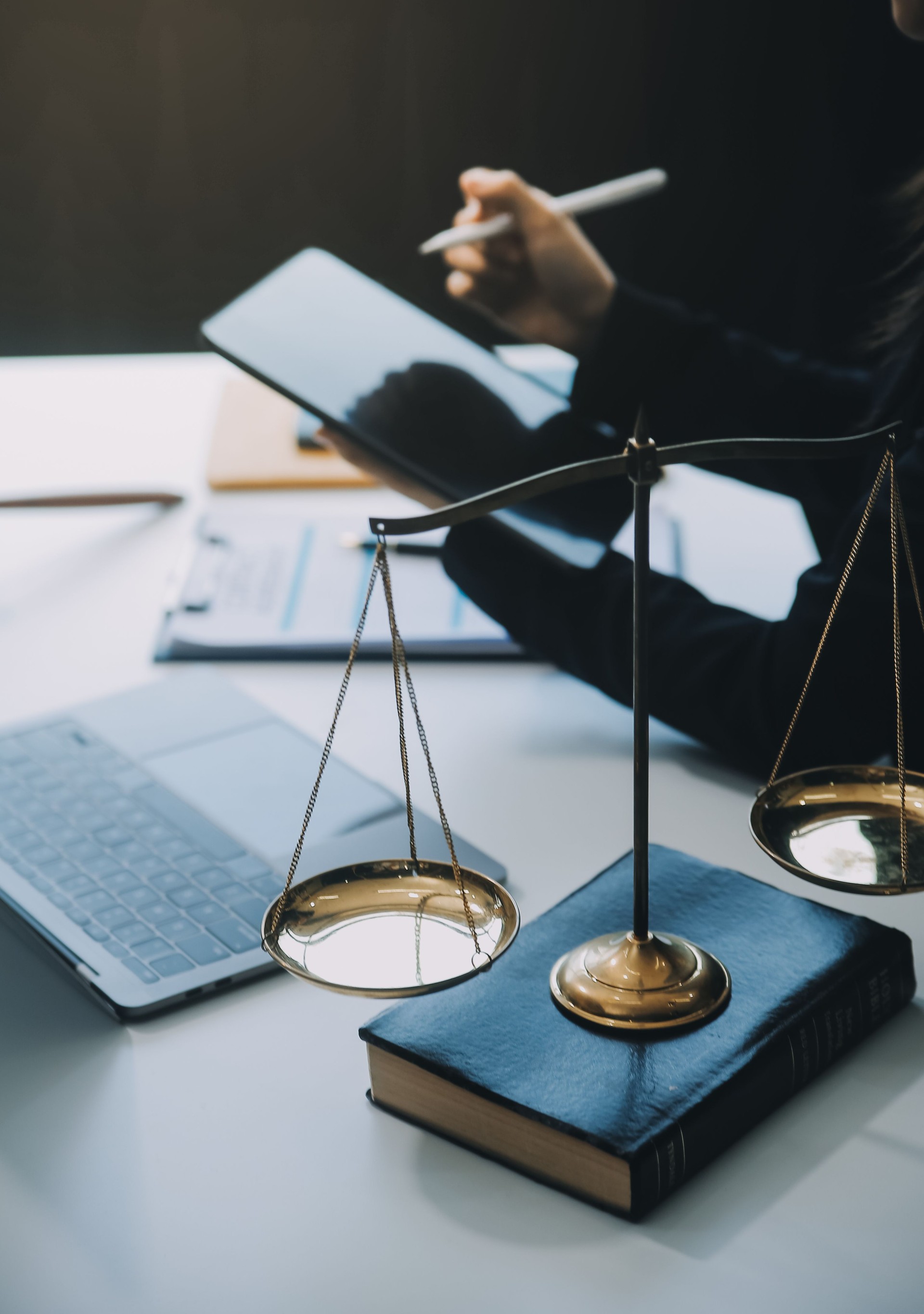 Businessman and Male lawyer or judge consult having team meeting with client, Law and Legal services concept.